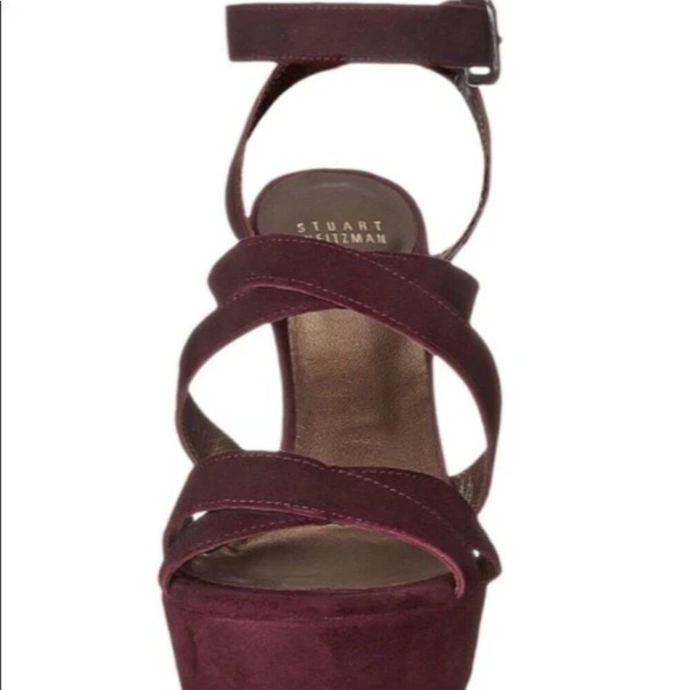 NEW Stuart Weitzman Soundtrack strappy heels burgundy sz 7 $495 - Picture 4 of 8